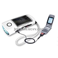 Solar Charger with White Light LED Flashlight with FM Radio and Phone Charger