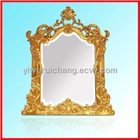 Gold Ornamental Engraving Hotels PU Decorative Mirror Frame