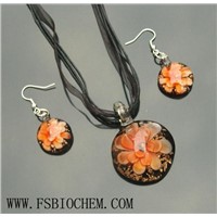 Jewelry necklace murano earring set,glass jewelry set,Lampwork jewelry set