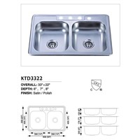 Stainless Steel Topmount Double Sink KTD3322