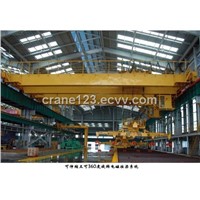 overhead crane with magnet for auxiliary hook