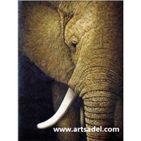 100% Handmade Animal Elephant Oil Painting on Canvas