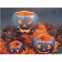 Halloween Terra Cotta Pumpkin Candle Holder