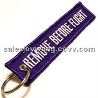 remove before flight embroidery keychain