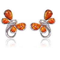 Sterling Silver Synthetic Opal Jewelry- Dragonfly Earrings