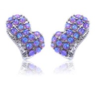 Sterling Silver Synthetic Opal Heart Earrings
