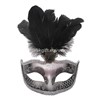 Black & Silver Venetian Feather Mask