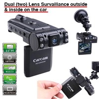 Dual Camera Car Blackbox DVR with Rotatable Lens and Screen