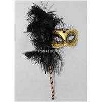 MF7-000011B carnival party mask with colorful feather