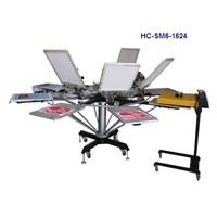 Manual 6 color 6 worktable screen printing machine