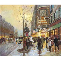 Pairs street scene reproduction painting