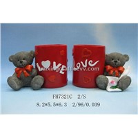 Resin Bear Lovers Pen Container(FH7321C)