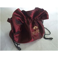 Satin pouch with embroidered logo