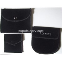 black velvet pouch with stitched sides