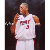 famous basketball star oil painting