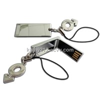 Necklace Mini Metal USB Pen Drive with Keychain
