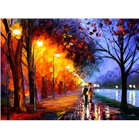 romantic lovers street scene oil painting