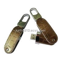 swing golden yellow leather USB flash disk