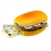 Silicone Hamburger-Shaped USB Flash with Emulational Special Materails