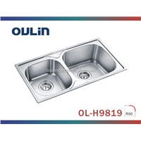 Abovecounter Double Bowl Kitchen - Stainless Steel Sink (OL-H9819)