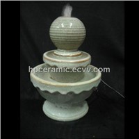 Green Glazed Double Layer Ceramic Water Fountain