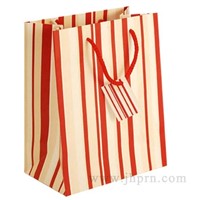 Hot Red &amp;amp; White Striped Paper bag