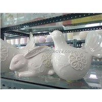 Porcelain Rabbit with Handmade Flower