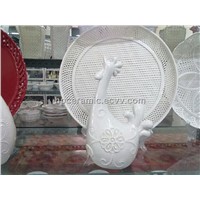 Porcelain Roster with Handmade Flower