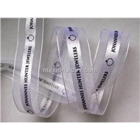Satin Center Sheer Ribbon with One-color Screen Print