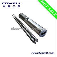 Twin parallel screw barrel for PVC processing