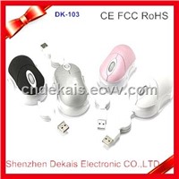 USB Optical Mini Mouse with Retractile Cable