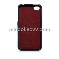 Up-and-Down Buckle Premium Genuine Leather Back Cover Case for iPhone 4