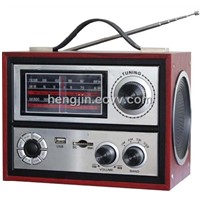 Wooden Speaker with Multi Band Radio