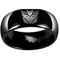 Cool 8MM Transformers Decepticon Black Tungsten Carbide Ring