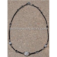 Black Clear Cracked Crystal Necklace