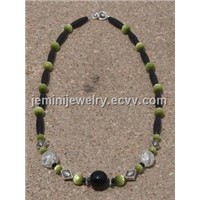 Green and Black Beaded Necklace