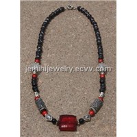 Red and Black Beaded Necklace