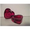 SET OF RED GLASS HEART VOTIVE CANDLE HOLDERS
