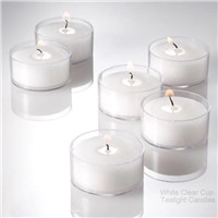 Clearly Plastic Cup White Tea Light Candles