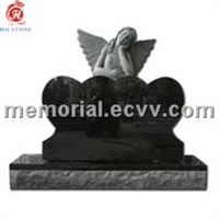 black granite with heart and angel style American tombstones and monuments