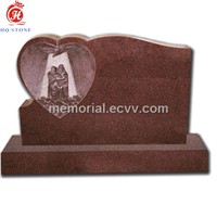 red granite with heart carving New Zealand tombstones and monuments