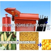 Corn skin remove and threshing machine