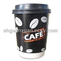 Disposable Double Wall Beverage Paper Cup With Lids (GX-119130)