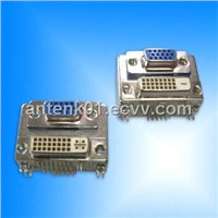 R/A Dual Row HD15F D-sub PCB Connector with DVI 24/29P Female