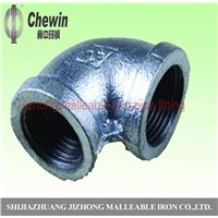 galvanized malleable iron female equal banded elbow with rib