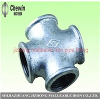 galvanized malleable iron pipe fitting beaded crossover
