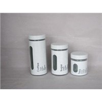 glass canister with stainless steel