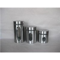 glass canister with stainless steel