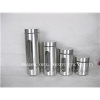 glass canister with stainless steel