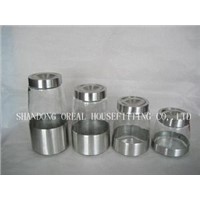 glass canister with stainless steel